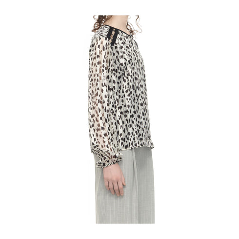 Liu Jo Blusa Blusa Donna con fantasia animalier Bianco nero - Francavilla Moda